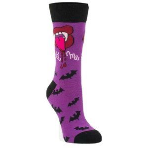 Bite Me Purple Womens Halloween Socks Size 6-10